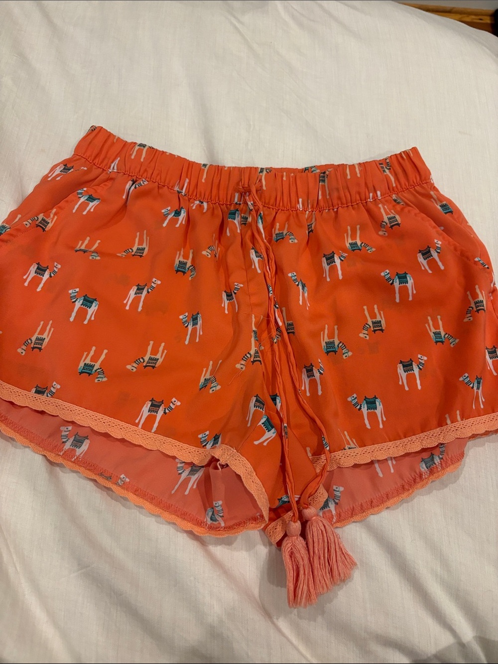 aerie Coral Llama-Print Lounge Shorts